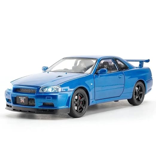 1:24 Nissan GTR R34 Die-Cast Alloy Car Model – Blue | Pullback