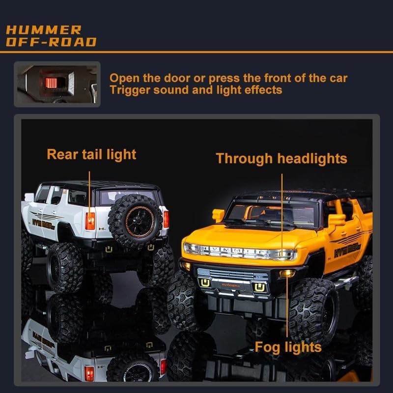1:24 Scale Big Hummer EV Alloy Metal Pull Back Die-Cast Car